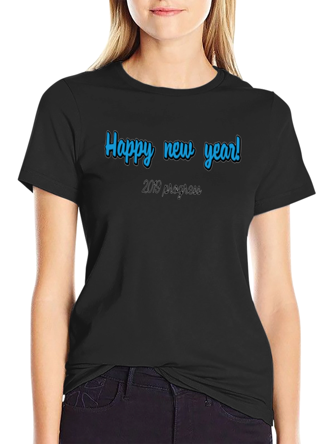 Happy New Year Graphic Tee - Black