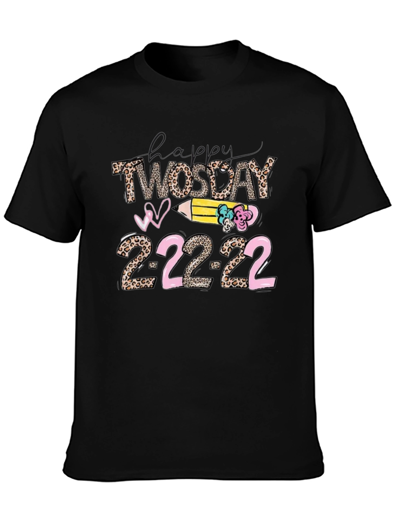 Happy Twosday 2-22-22 Leopard Print T-Shirt
