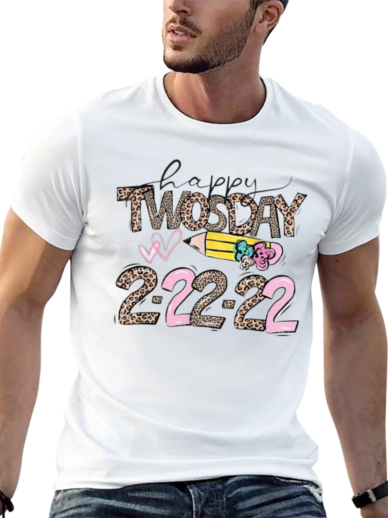 Happy Twosday 2-22-22 Leopard Print T-Shirt
