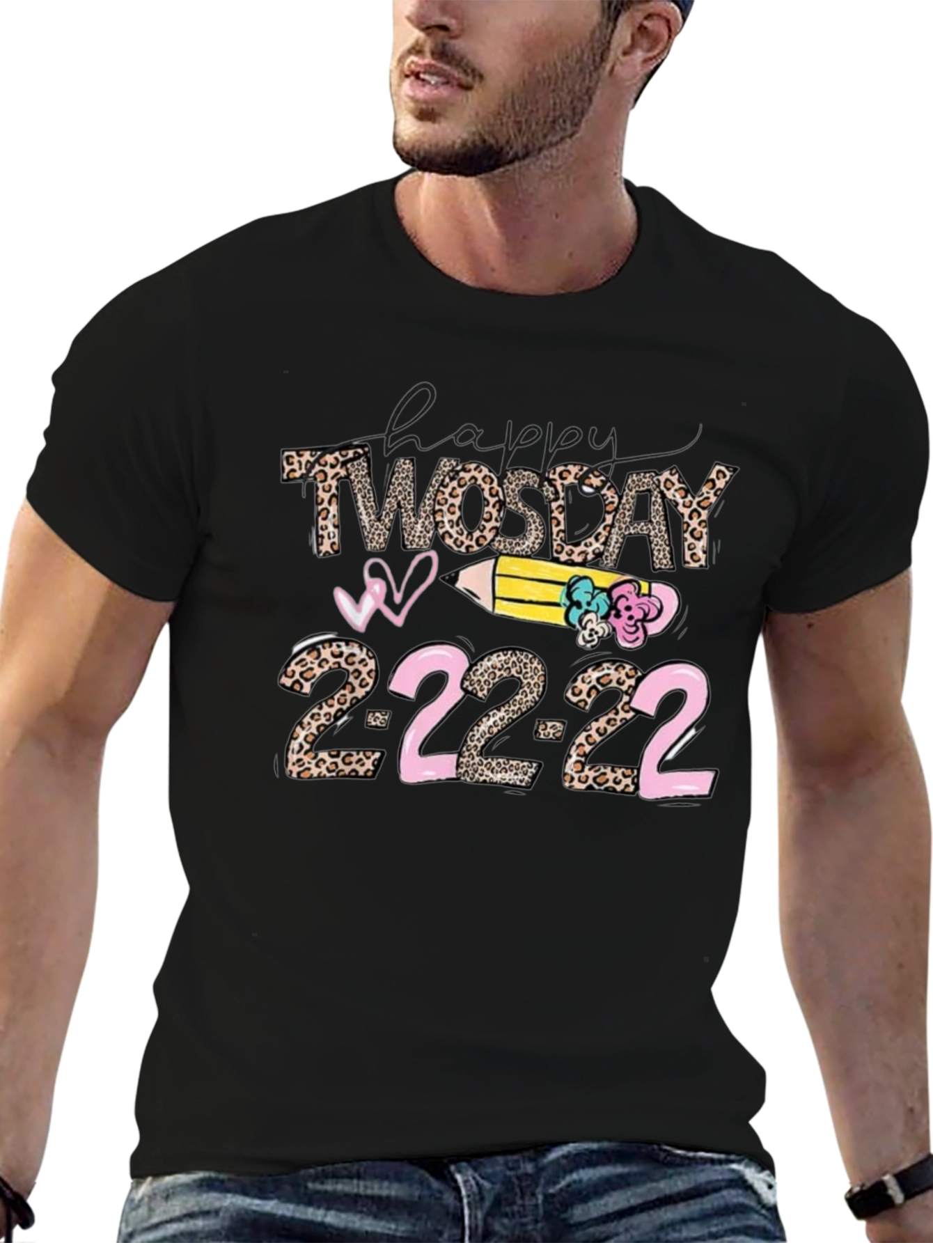 Happy Twosday 2-22-22 Leopard Print T-Shirt