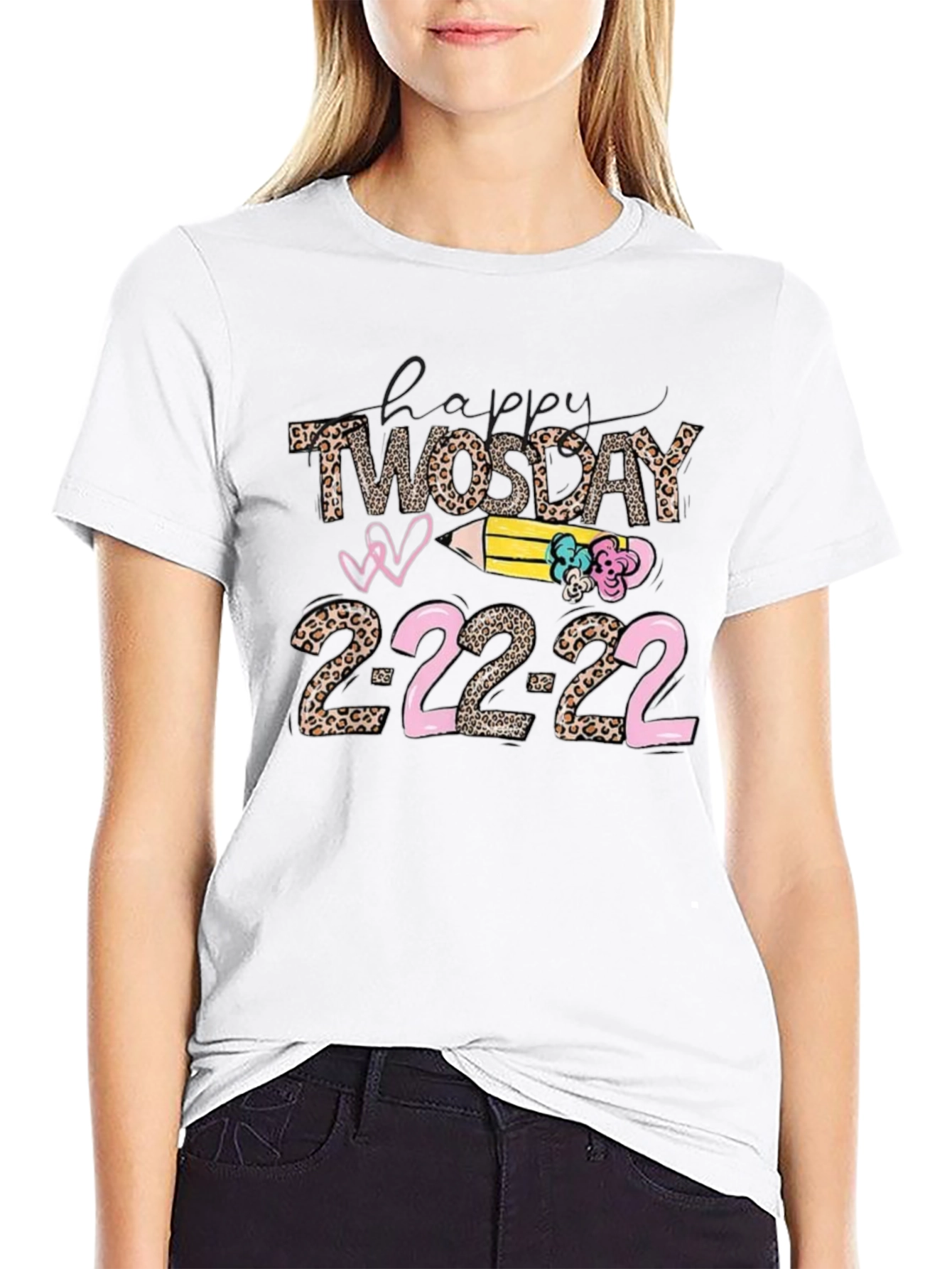 Happy Twosday 2-22-22 Leopard Print T-Shirt