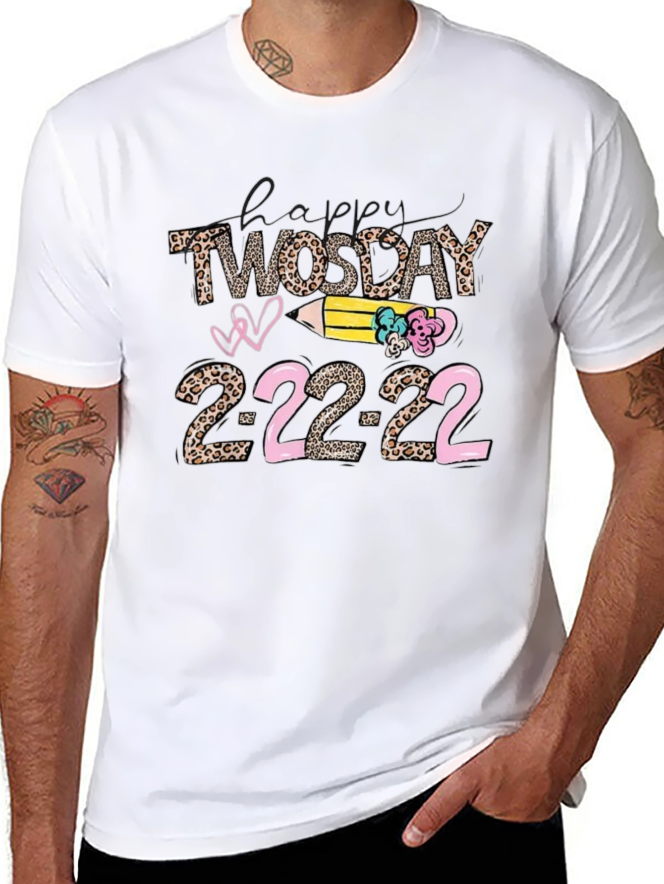 Happy Twosday 2-22-22 Leopard Print T-Shirt