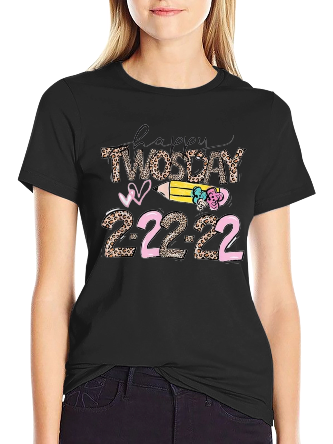 Happy Twosday 2-22-22 Leopard Print T-Shirt