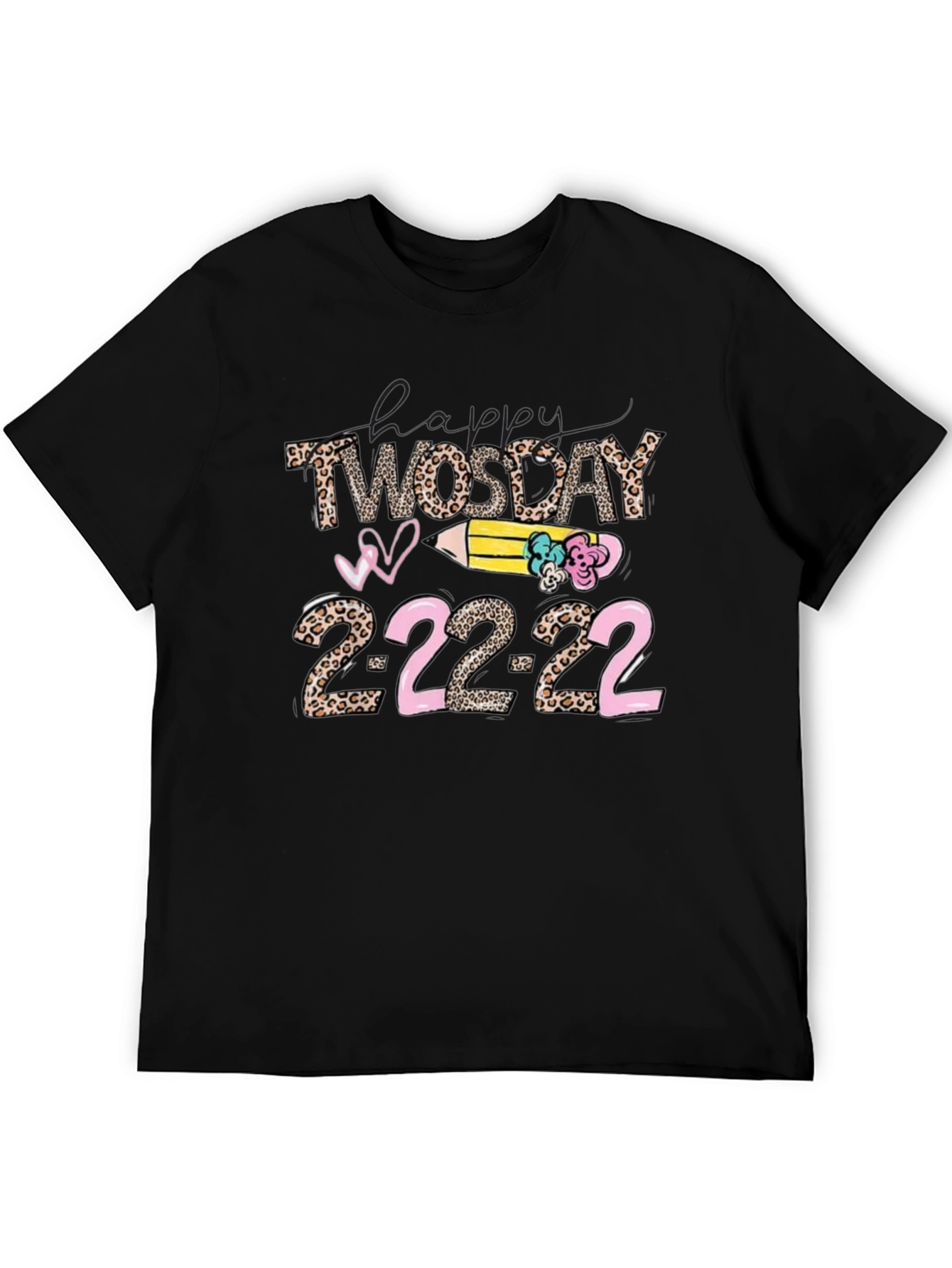 Happy Twosday 2-22-22 Leopard Print T-Shirt