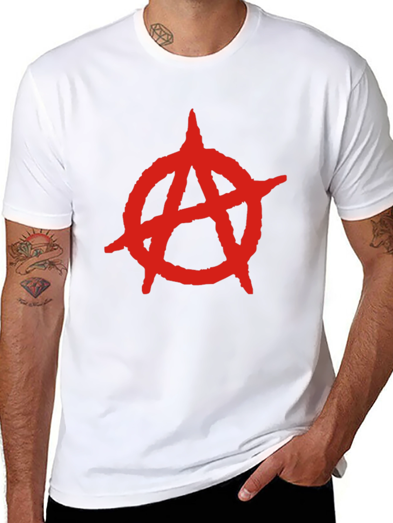 Anarchy Symbol T-Shirt - Bold Red Design