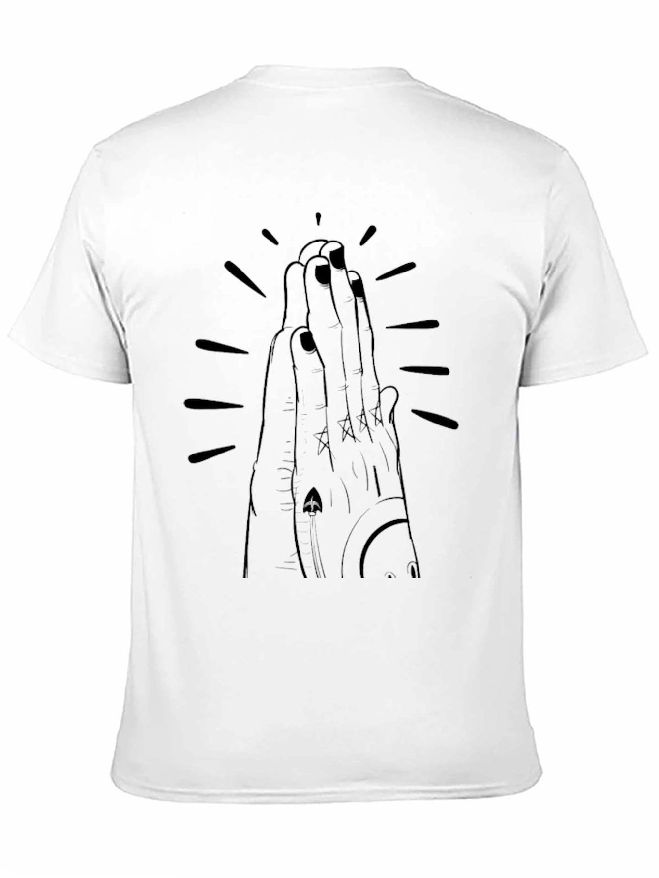 Graphic Black T-Shirt - Praying Hands Design