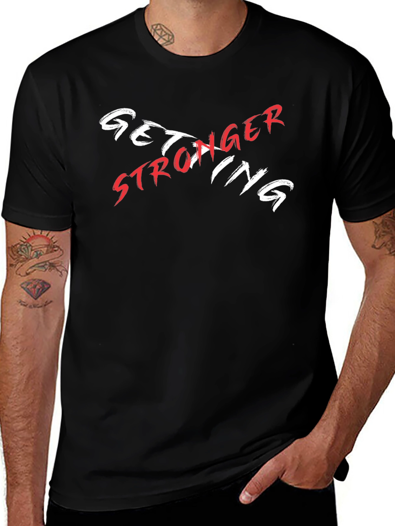 Get Stronger Black Graphic Tee