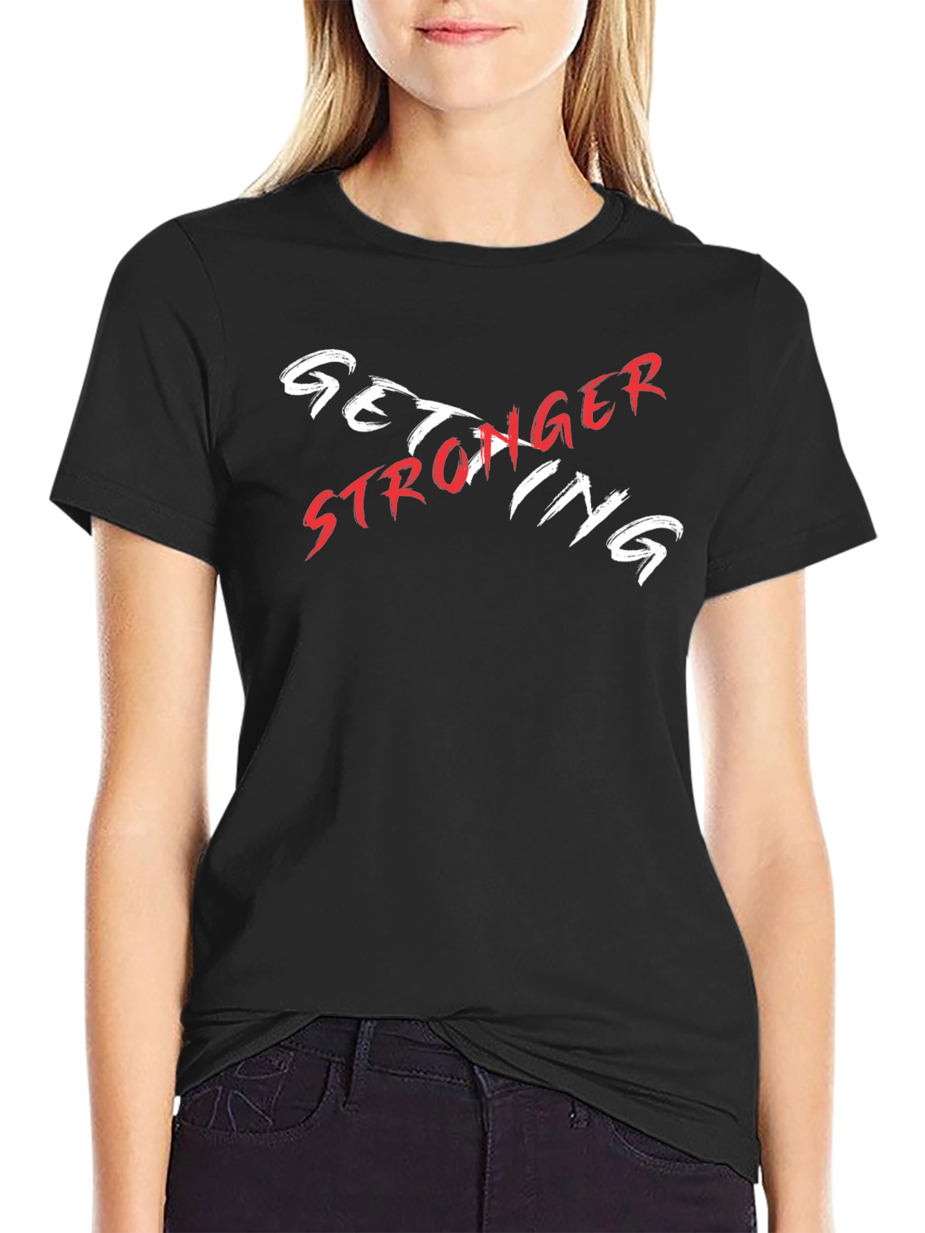 Get Stronger Black Graphic Tee