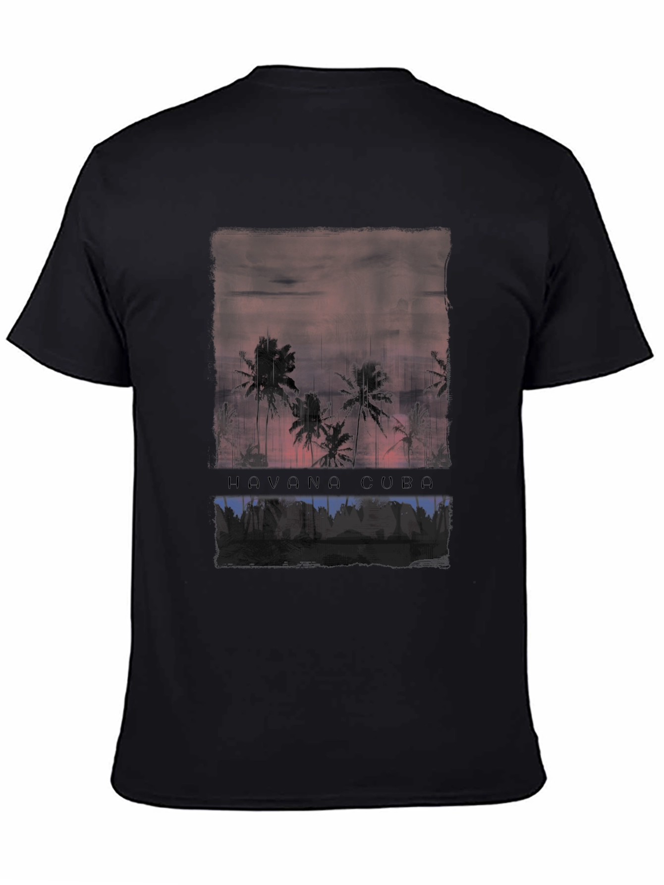 Havana Cuba Palm Tree Sunset Graphic Tee