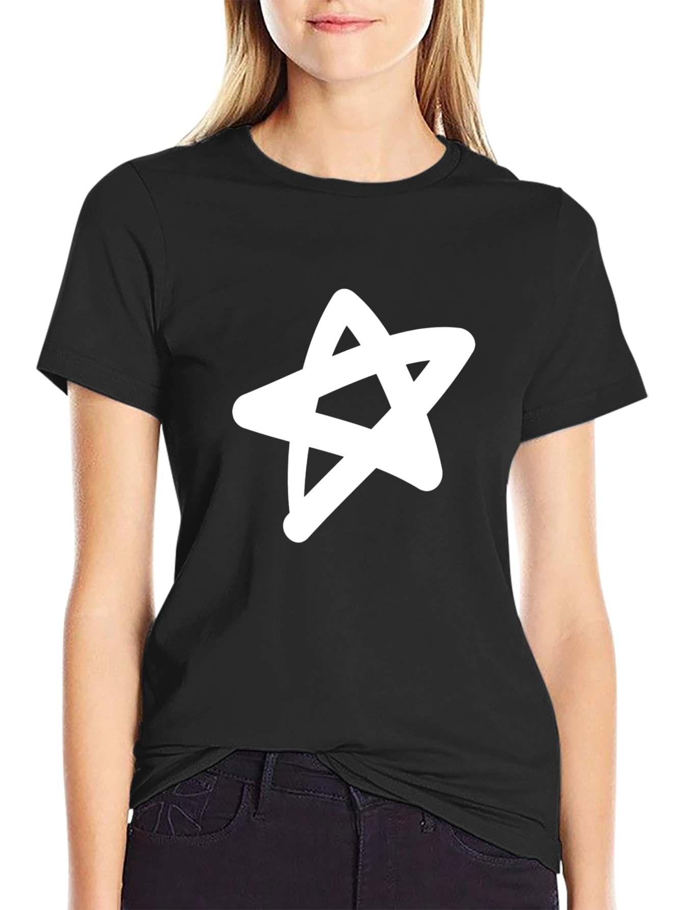 Graphic Star Tee - Casual Black T-Shirt