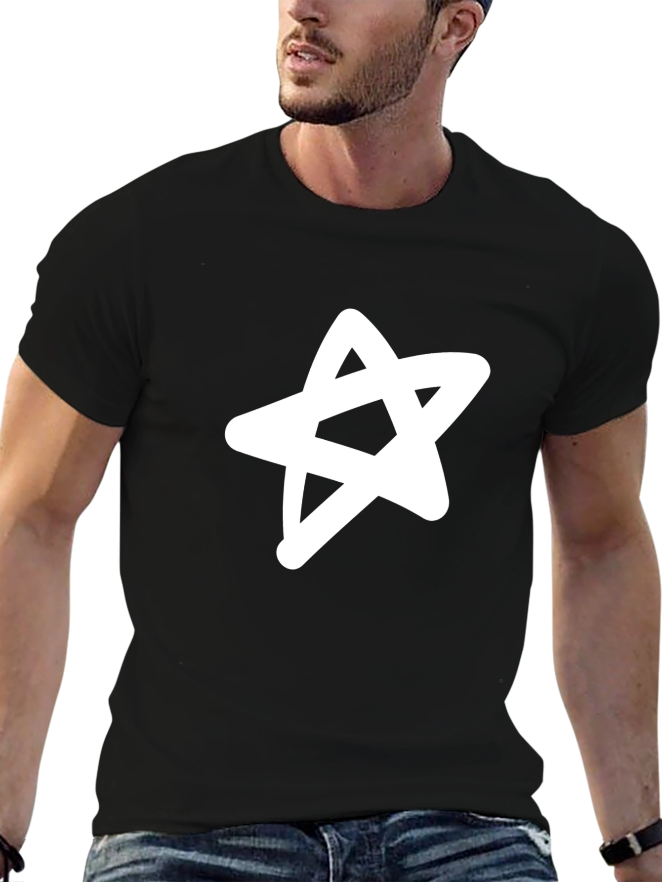 Graphic Star Tee - Casual Black T-Shirt