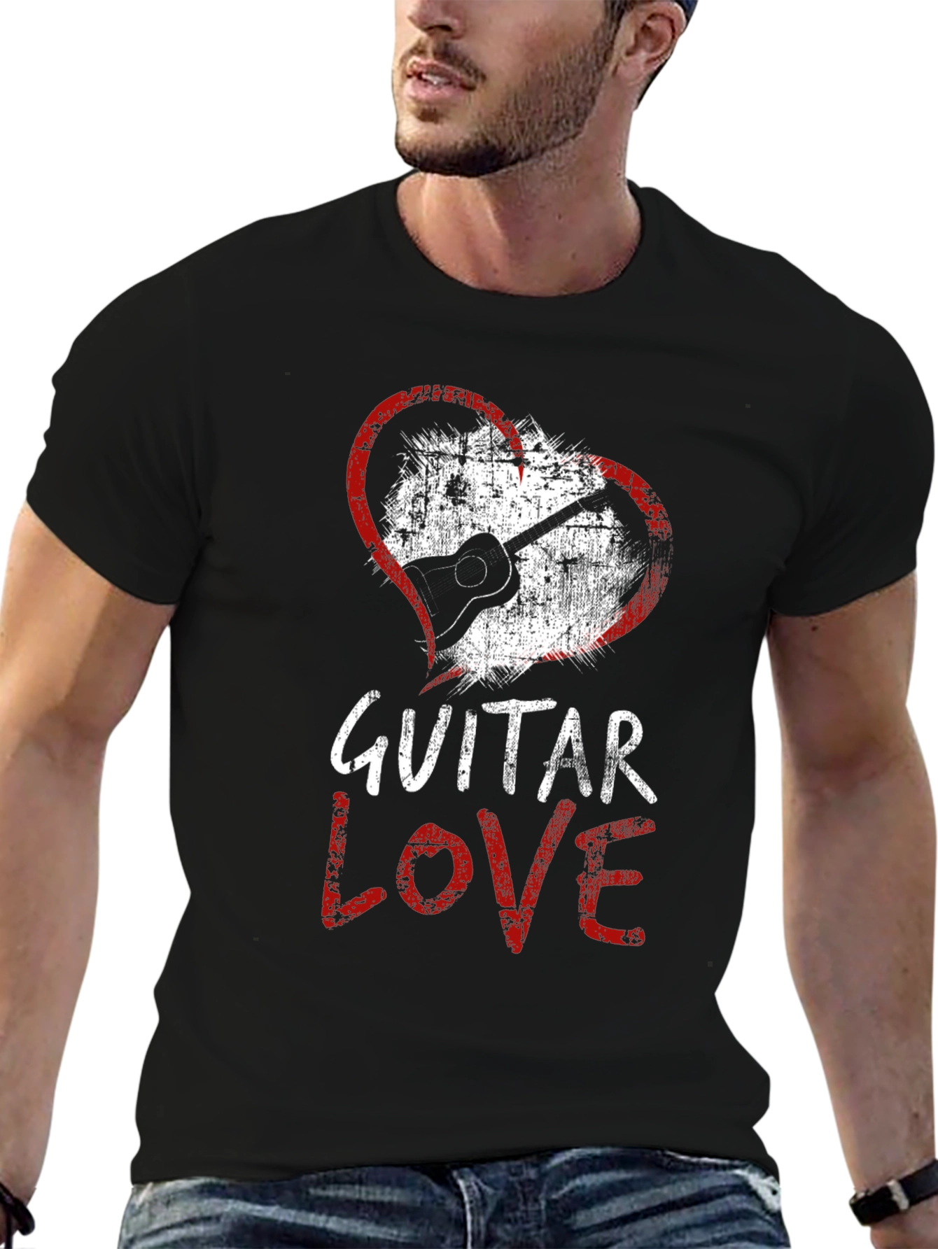 Guitar Love Black T-Shirt - Music Lover Tee