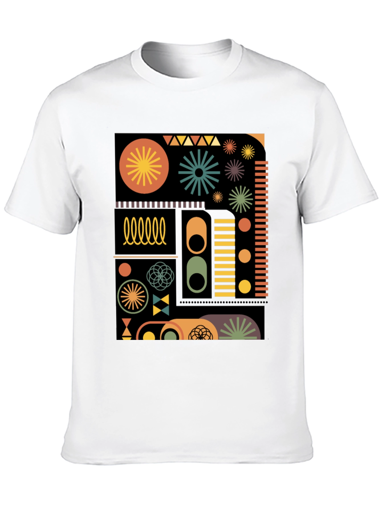 Geometric Pattern Tee - Retro Style Black T-Shirt