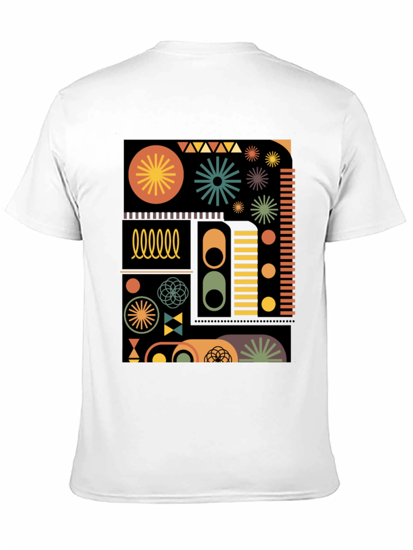 Geometric Pattern Tee - Retro Style Black T-Shirt