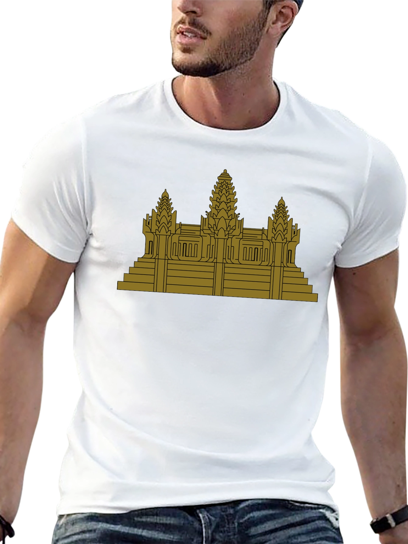 Angkor Wat Graphic Tee - Black Cotton T-Shirt