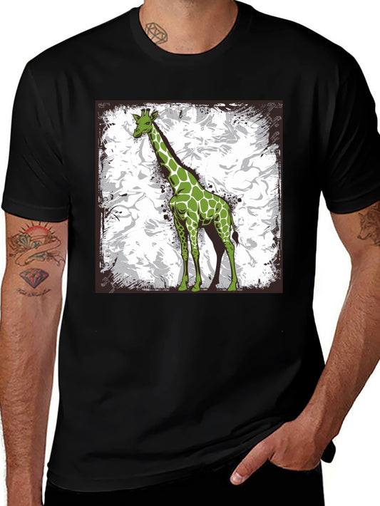 Green Giraffe Graphic Tee - Stylish Animal Print Shirt