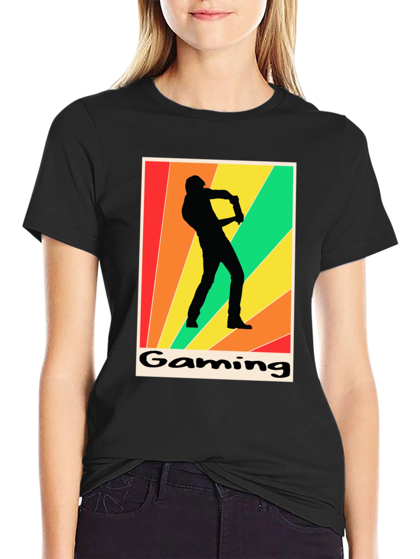 Gaming T-Shirt Retro Gamer Silhouette Graphic Tee
