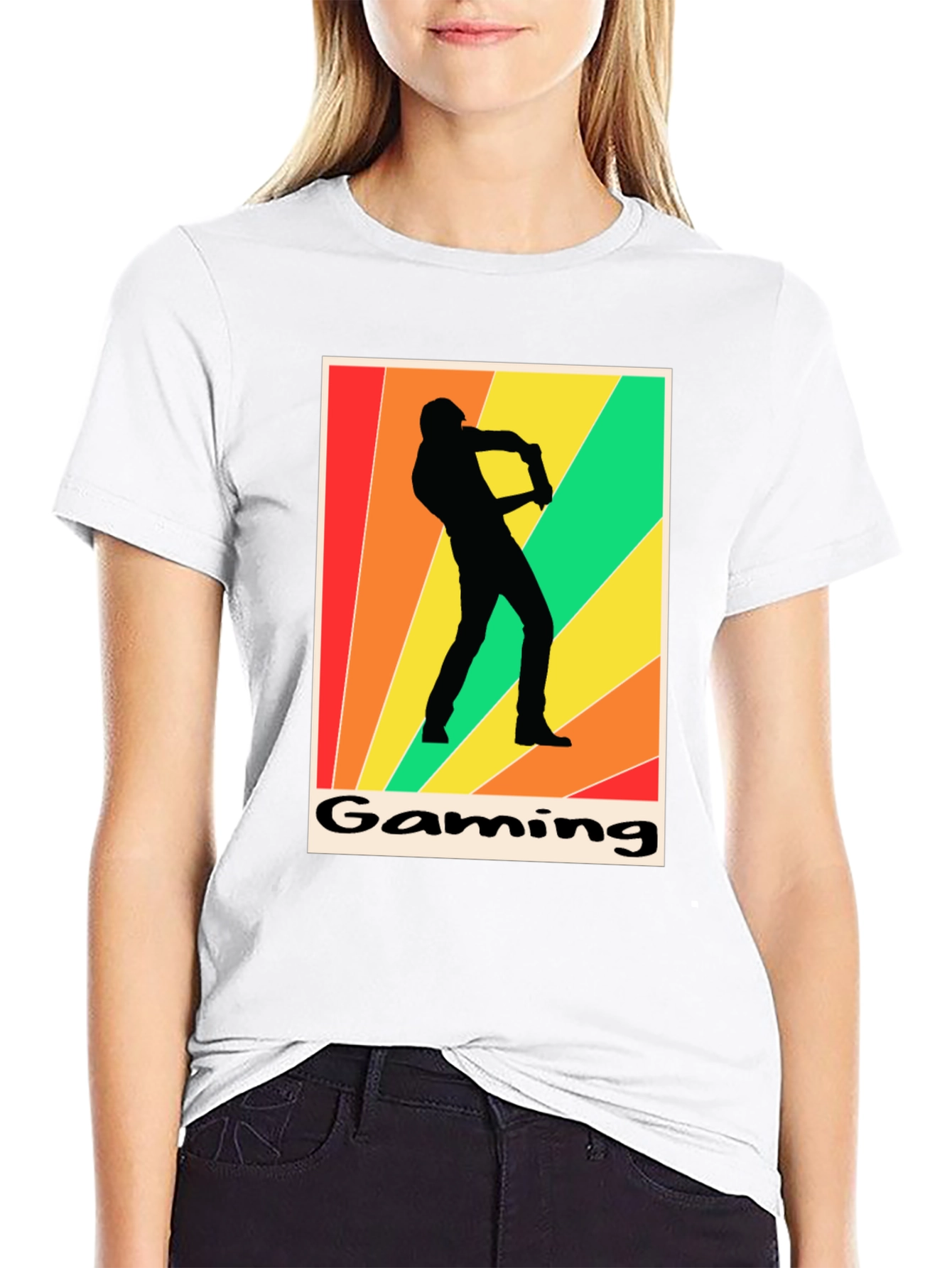 Gaming T-Shirt Retro Gamer Silhouette Graphic Tee
