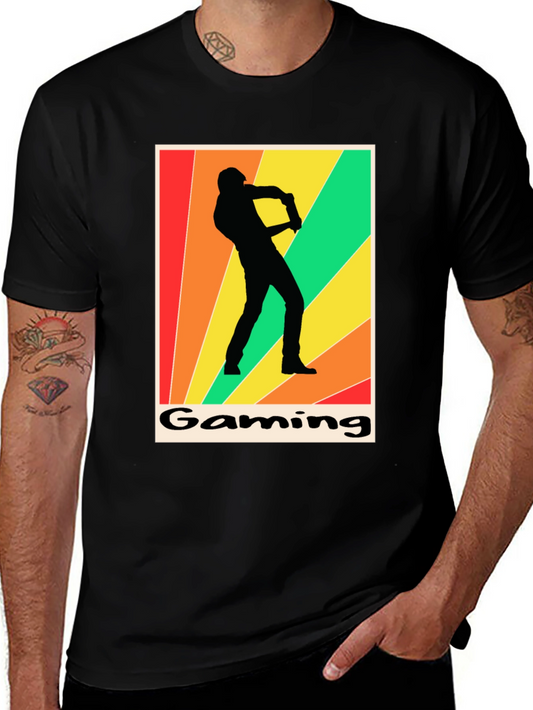 Gaming T-Shirt Retro Gamer Silhouette Graphic Tee