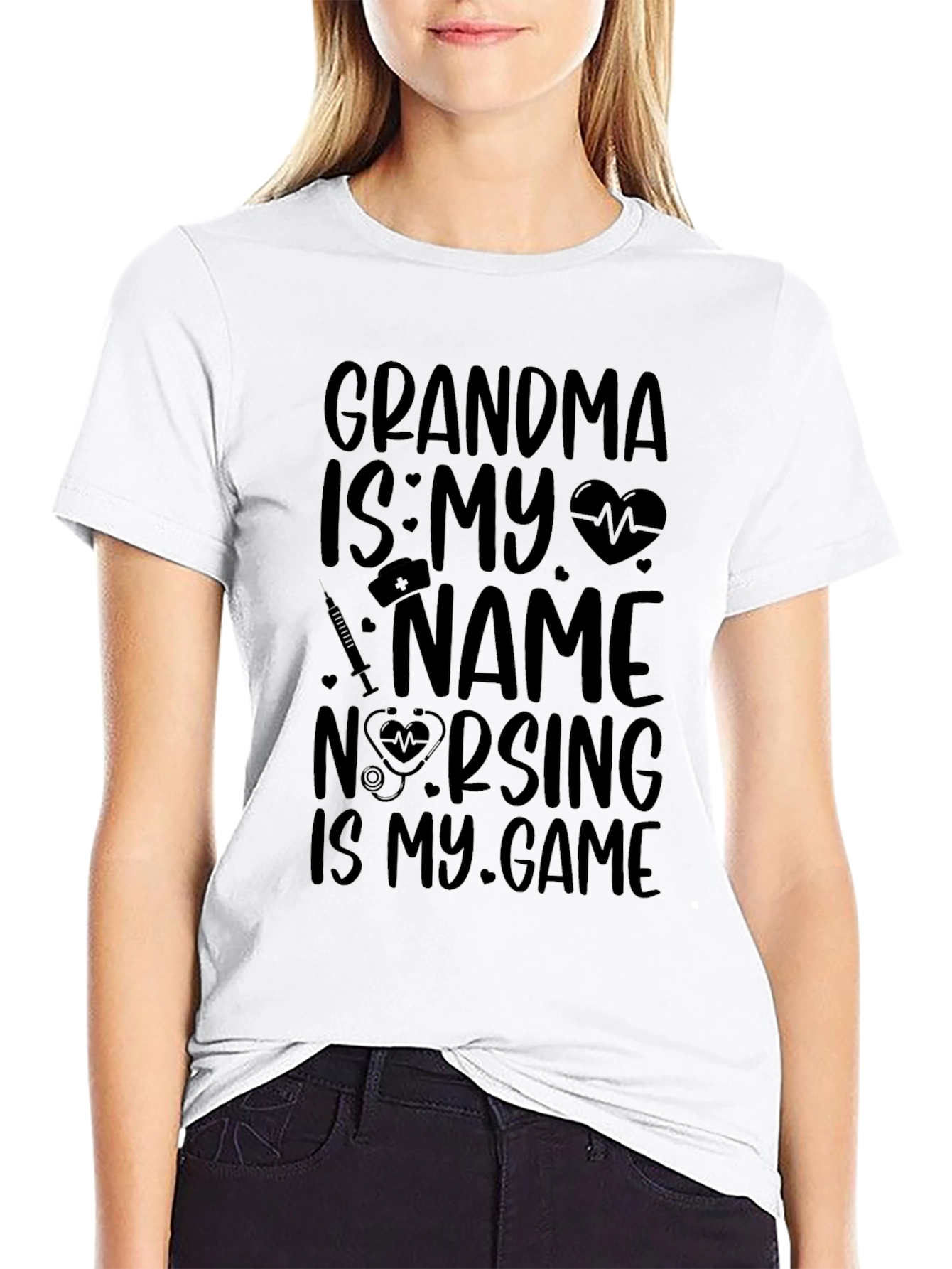 Grandma Nurse T-Shirt Nursing Is My Game Black Tee