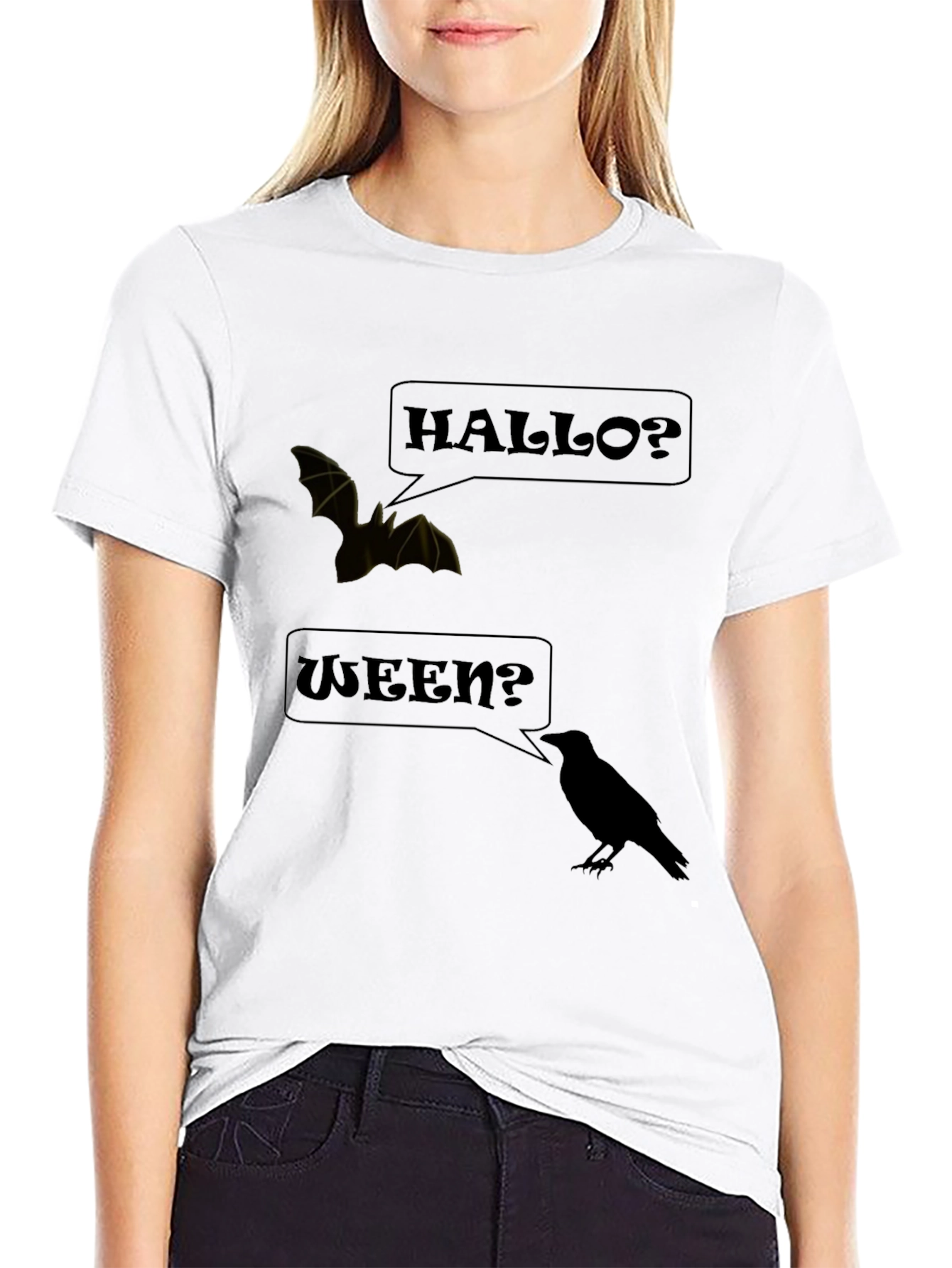 Hallo-Ween Graphic Tee | Halloween Bat & Crow T-Shirt
