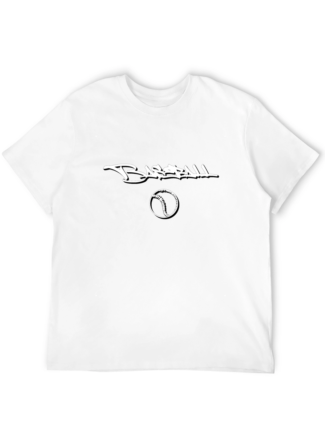 Baseball Graphic Tee - Black Cotton T-Shirt