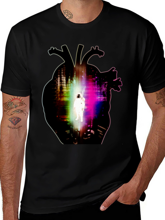 Astronaut Heart Graphic Black T-Shirt