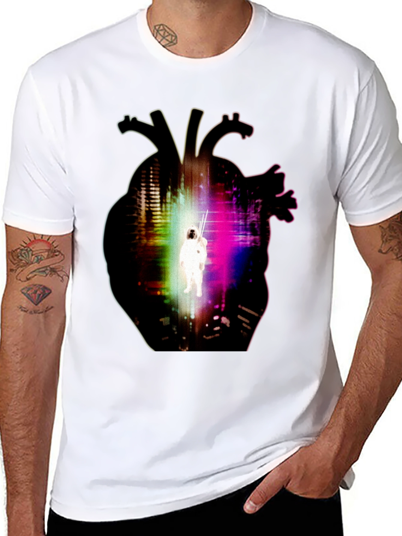 Astronaut Heart Graphic Black T-Shirt