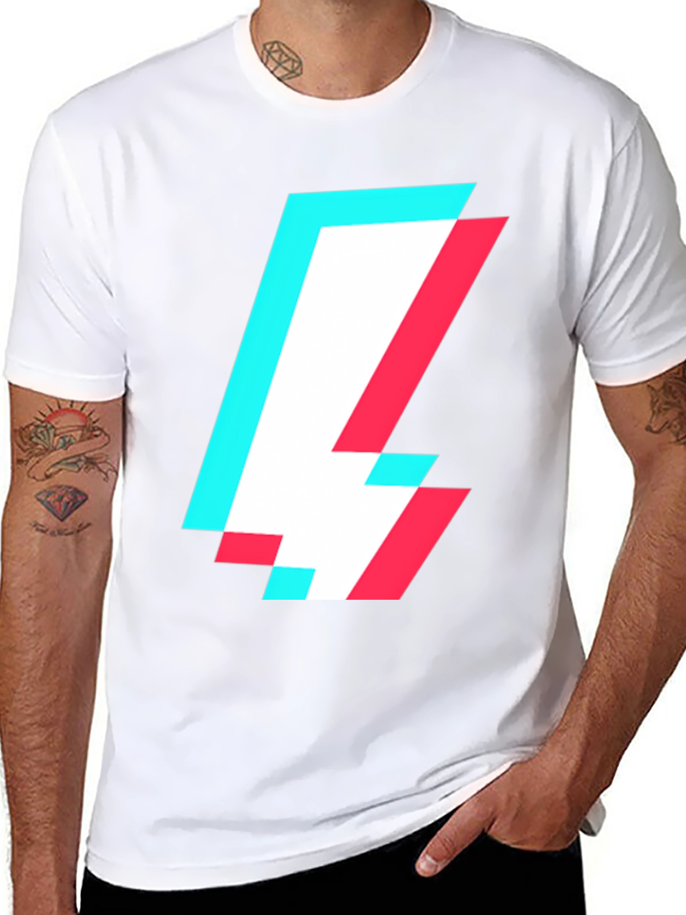Abstract Glitch Bolt T-Shirt - Modern Style