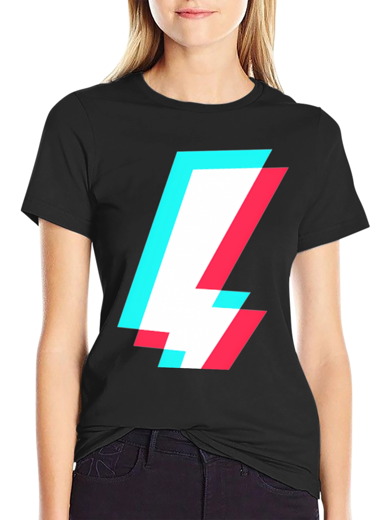 Abstract Glitch Bolt T-Shirt - Modern Style