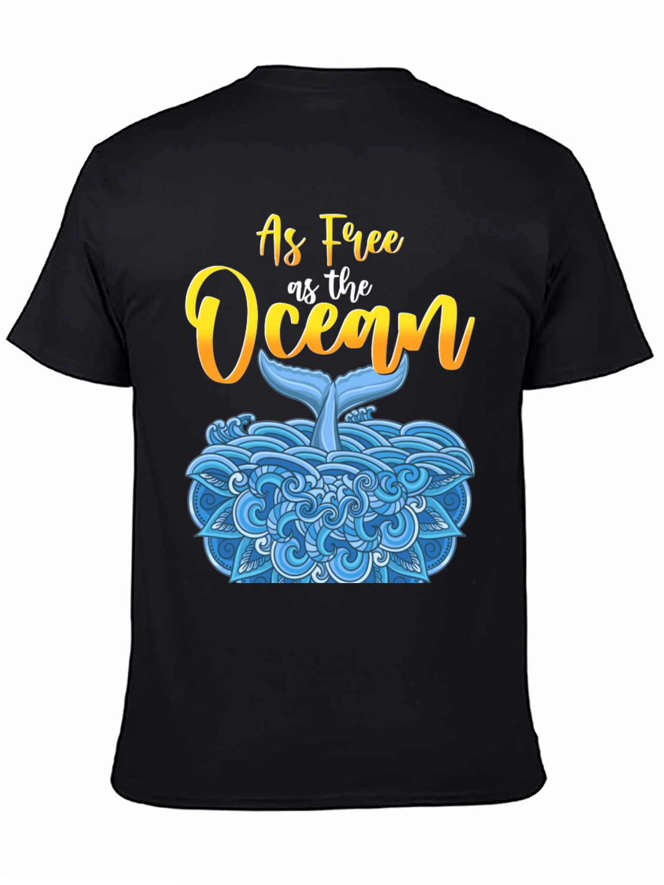 As Free As The Ocean Whale Tail Black T-Shirt