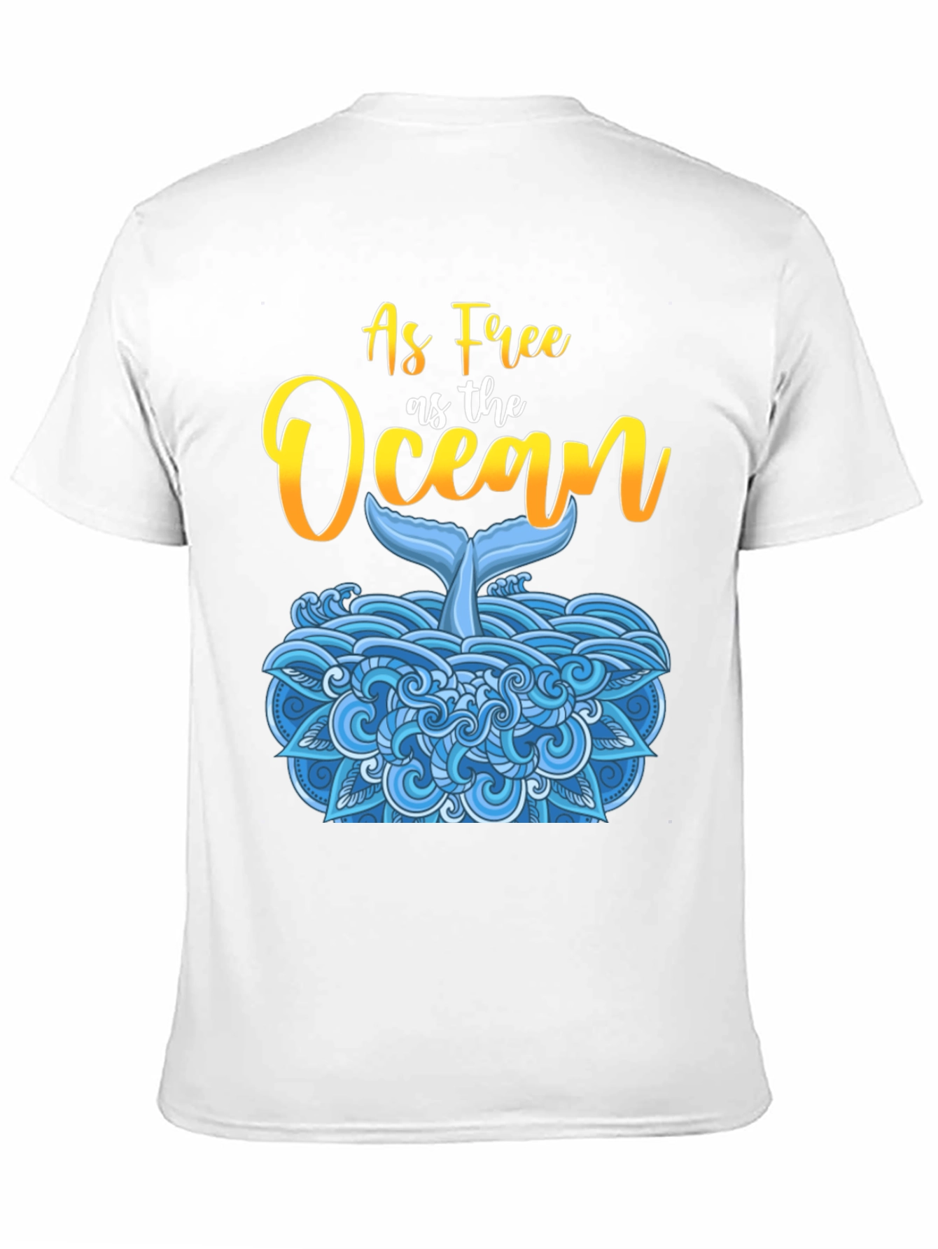 As Free As The Ocean Whale Tail Black T-Shirt