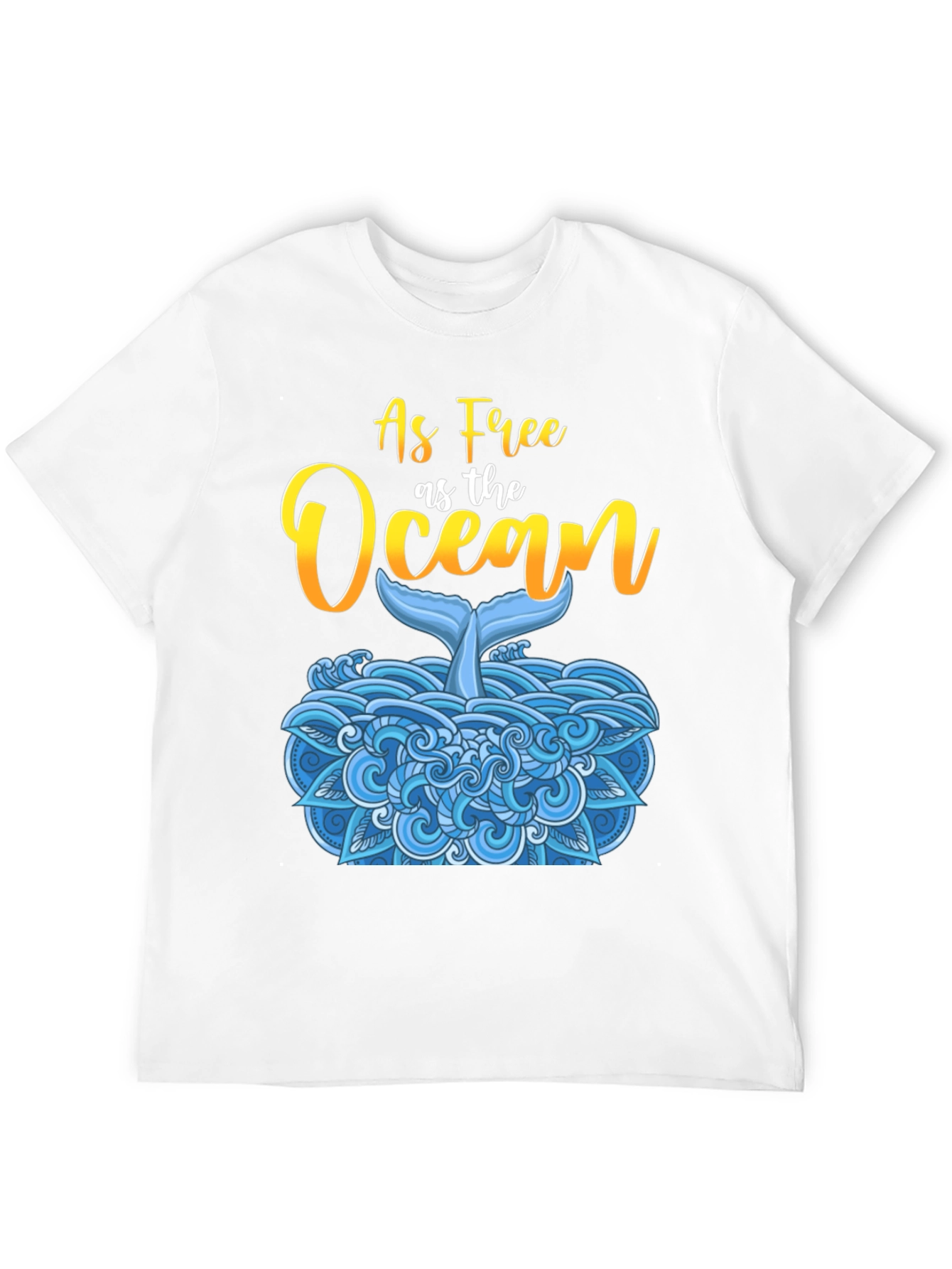As Free As The Ocean Whale Tail Black T-Shirt