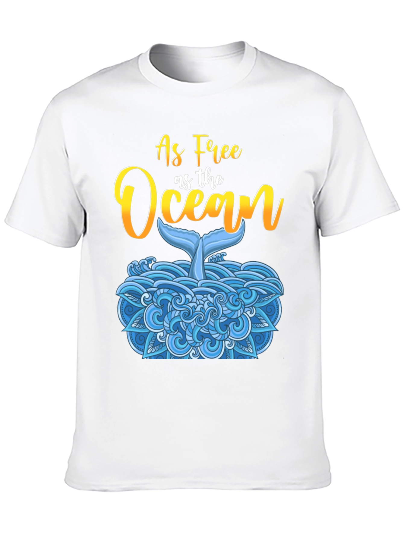 As Free As The Ocean Whale Tail Black T-Shirt
