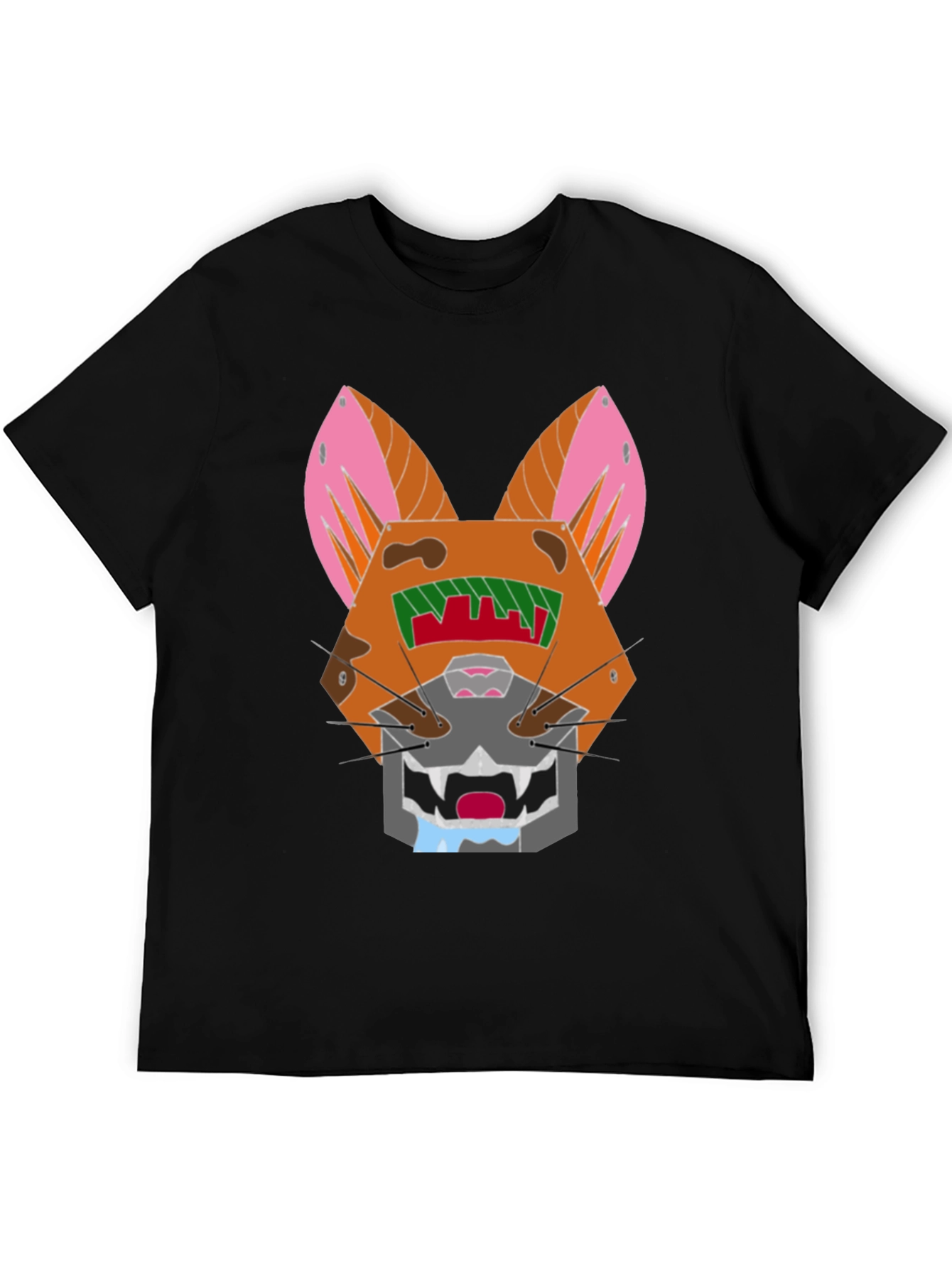 Geometric Cat Graphic Tee - Modern Style