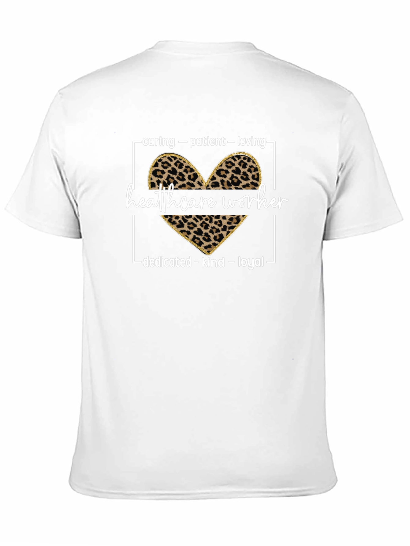 Healthcare Worker Leopard Heart Graphic T-Shirt
