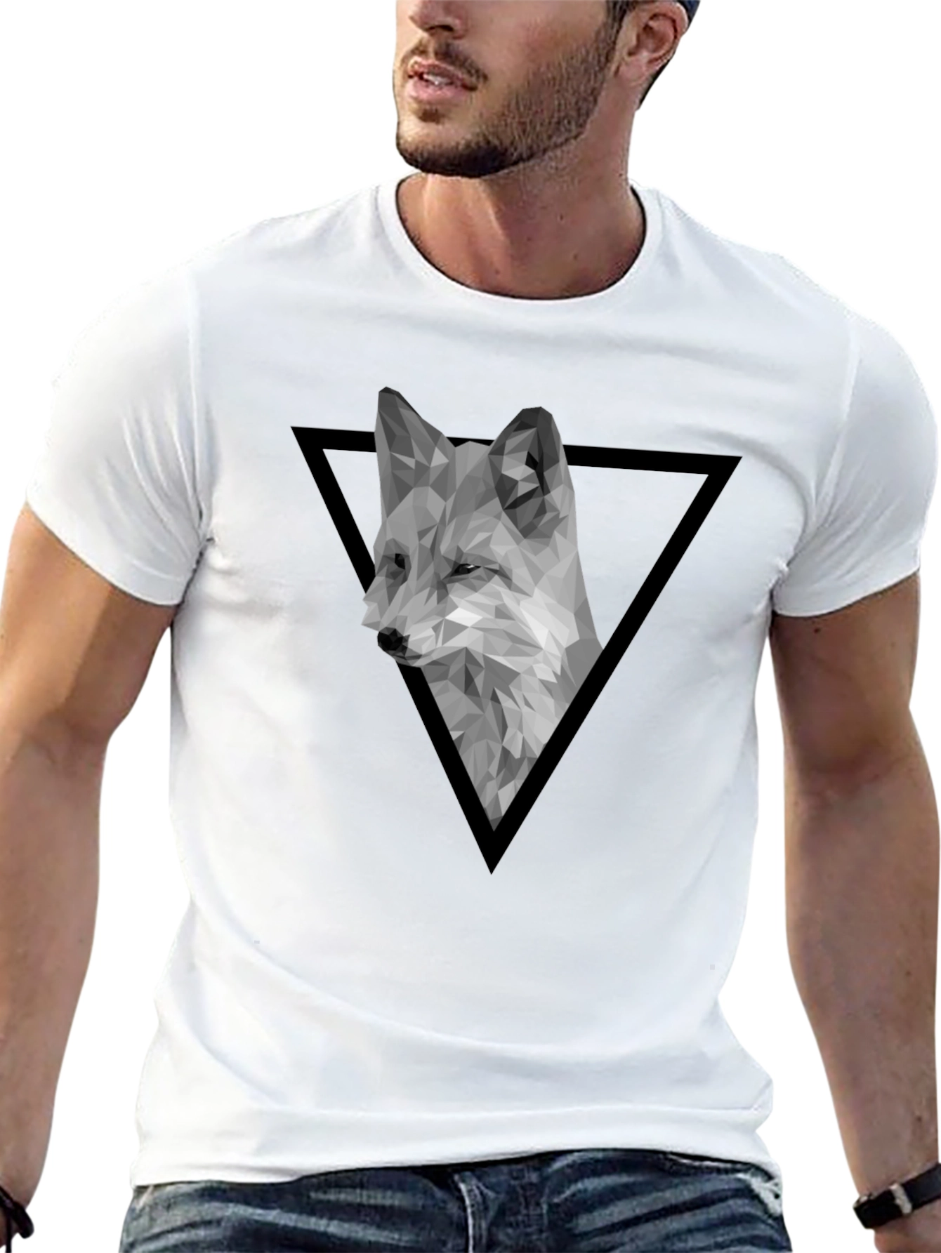 Geometric Fox Graphic Tee - Modern Black T-Shirt