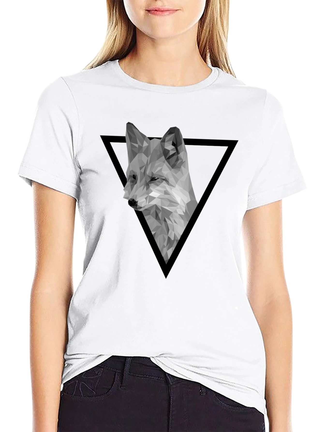 Geometric Fox Graphic Tee - Modern Black T-Shirt