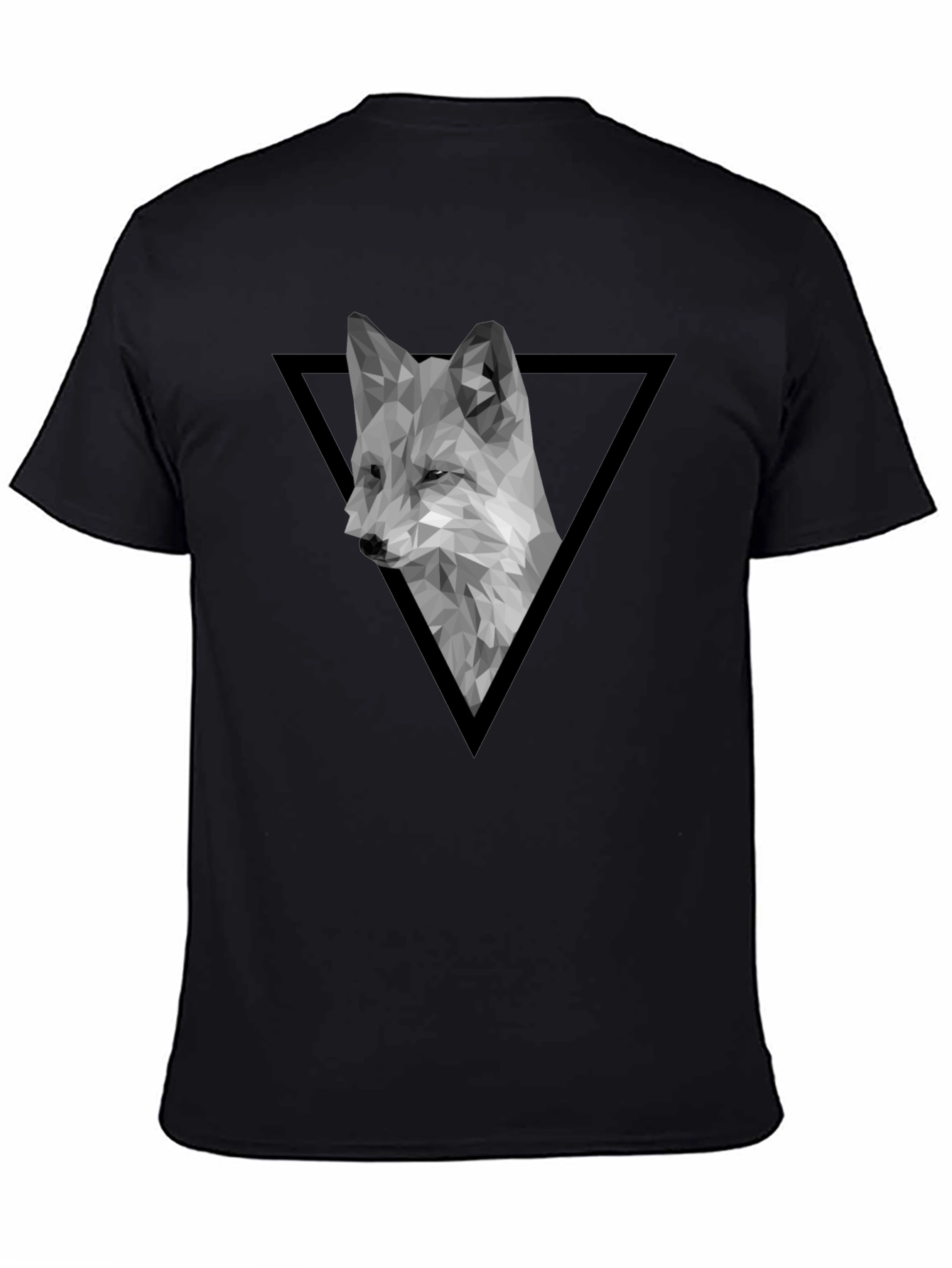 Geometric Fox Graphic Tee - Modern Black T-Shirt