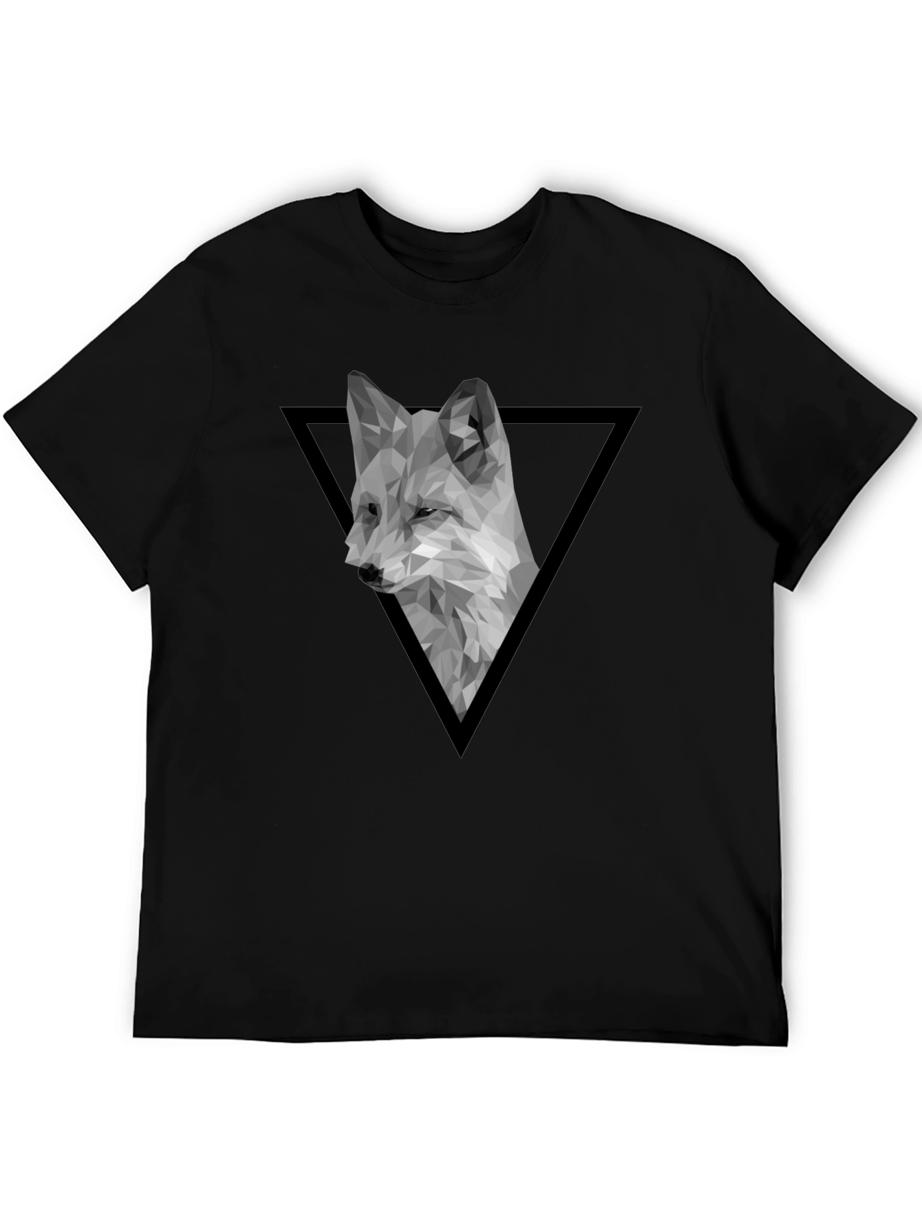 Geometric Fox Graphic Tee - Modern Black T-Shirt