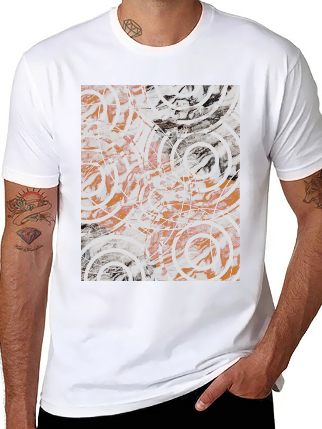 Abstract Circles Graphic Tee - Modern Art Shirt