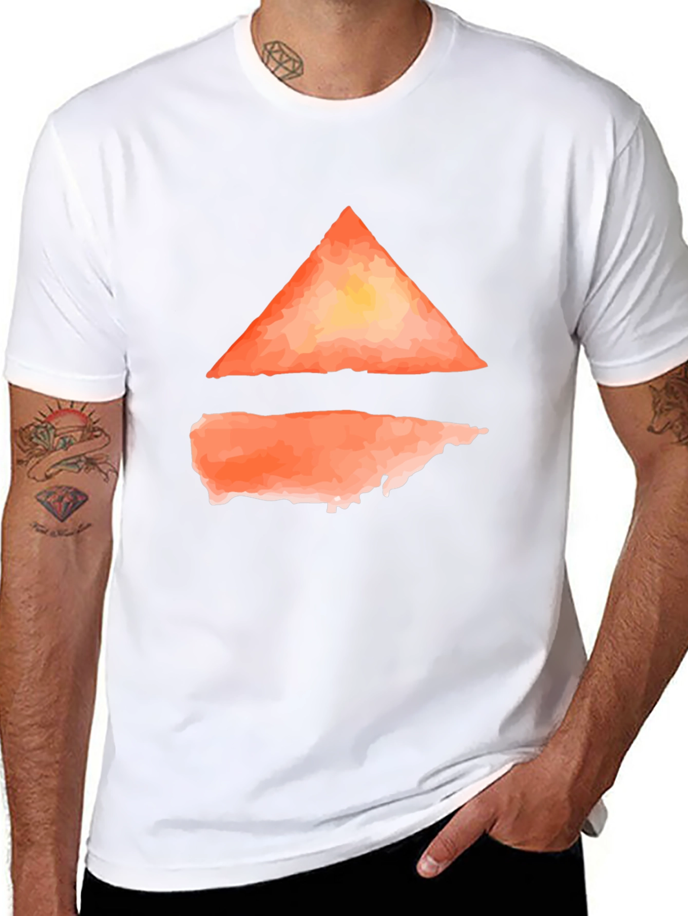 Abstract Triangle Graphic Tee - Modern Casual Wear