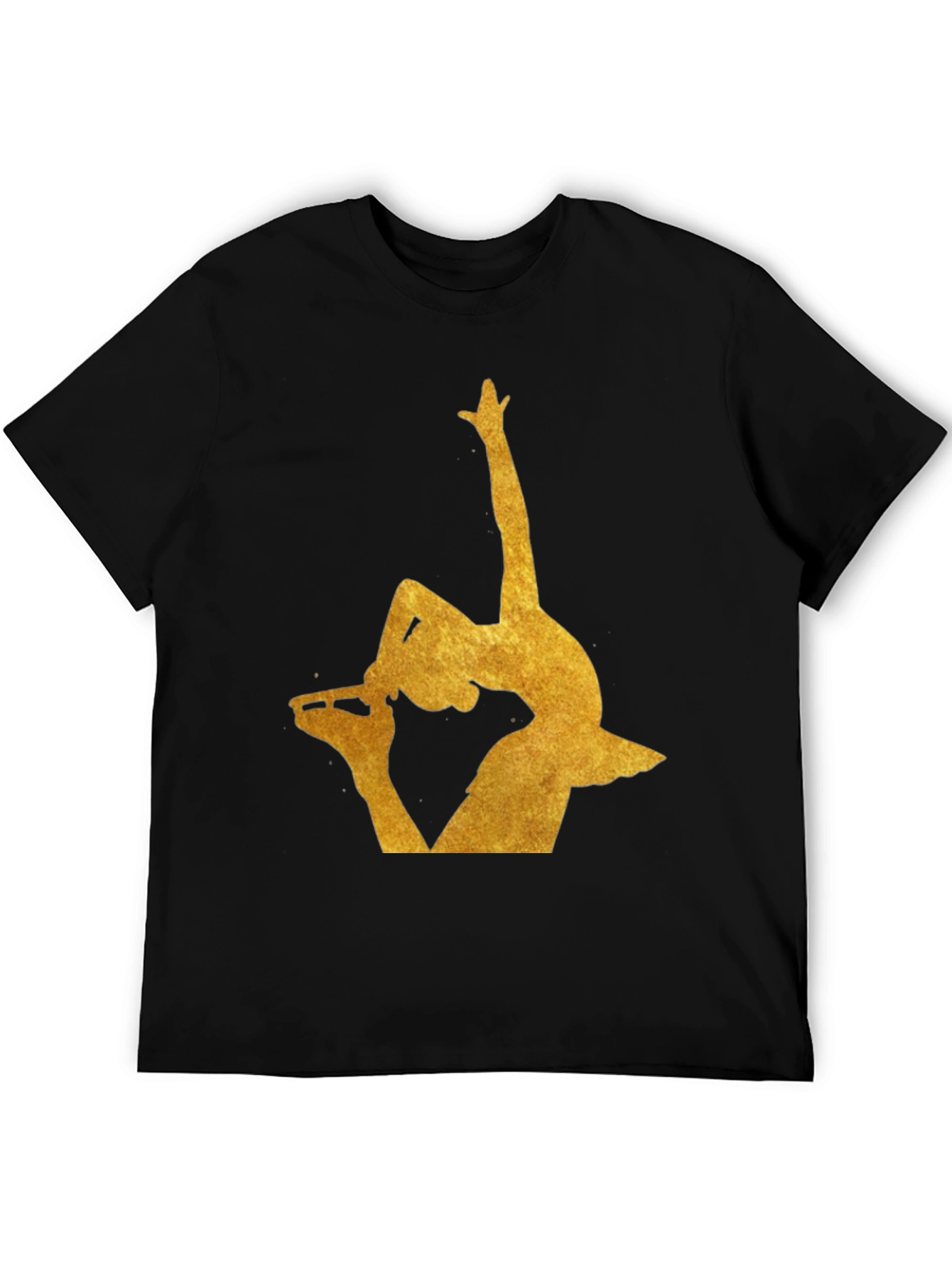 Gold Ballerina Silhouette Black T-Shirt