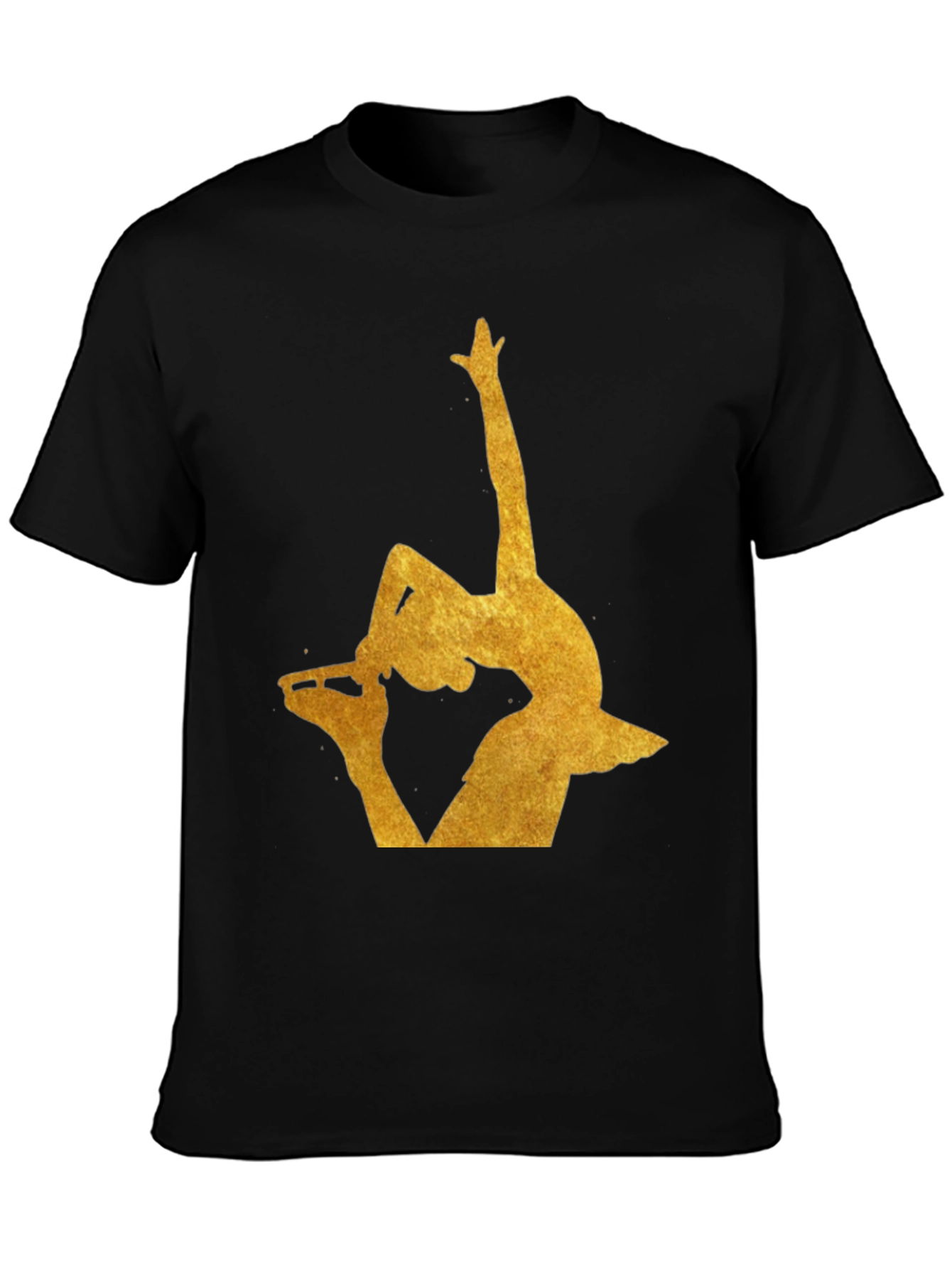 Gold Ballerina Silhouette Black T-Shirt