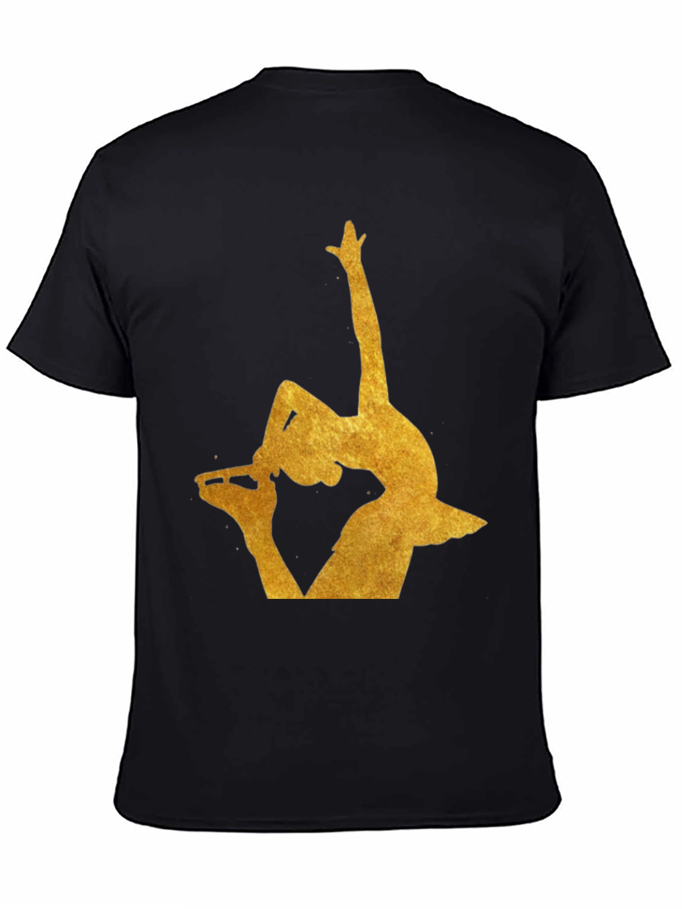 Gold Ballerina Silhouette Black T-Shirt