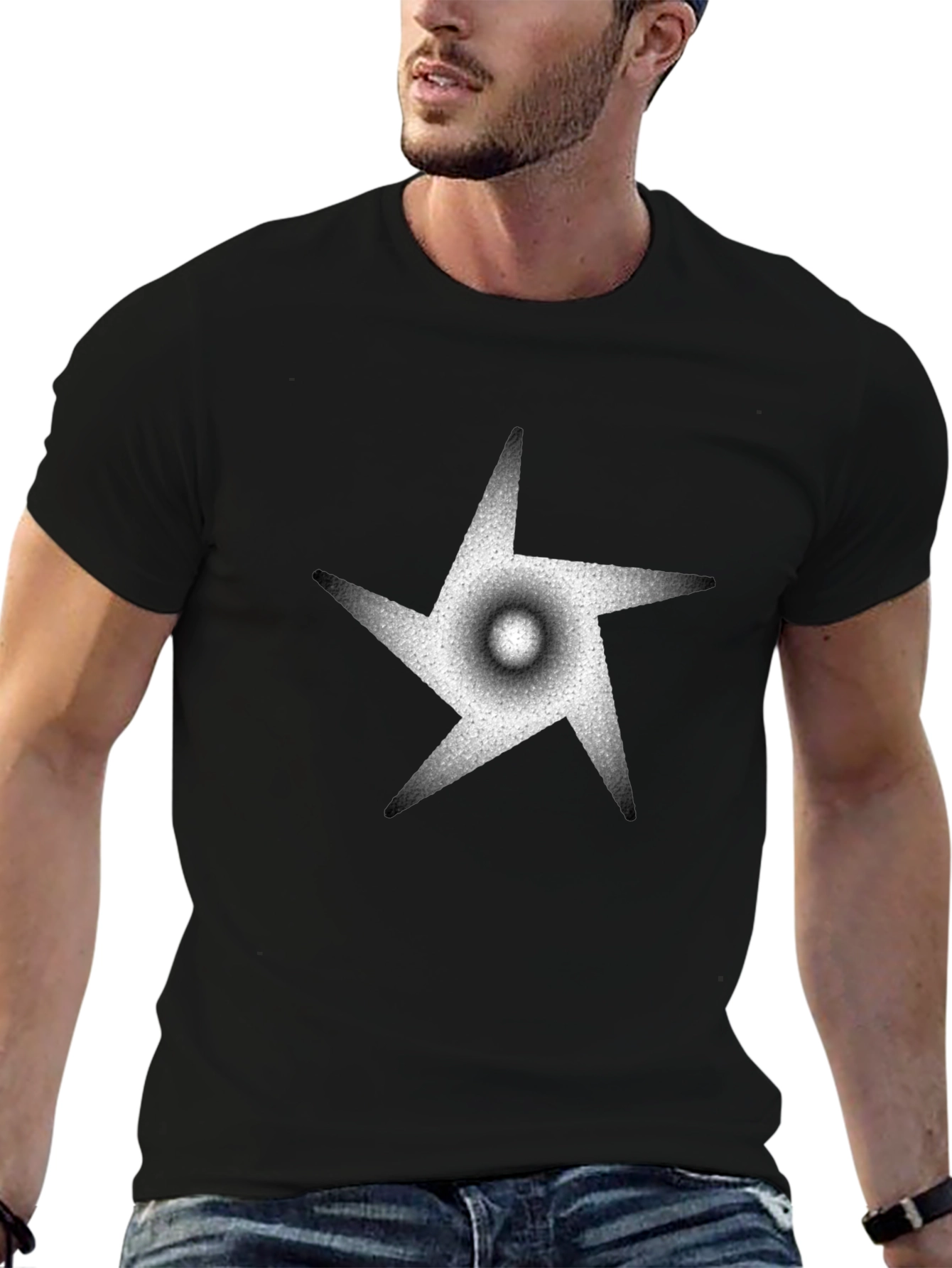 Abstract Star Graphic Black Tee