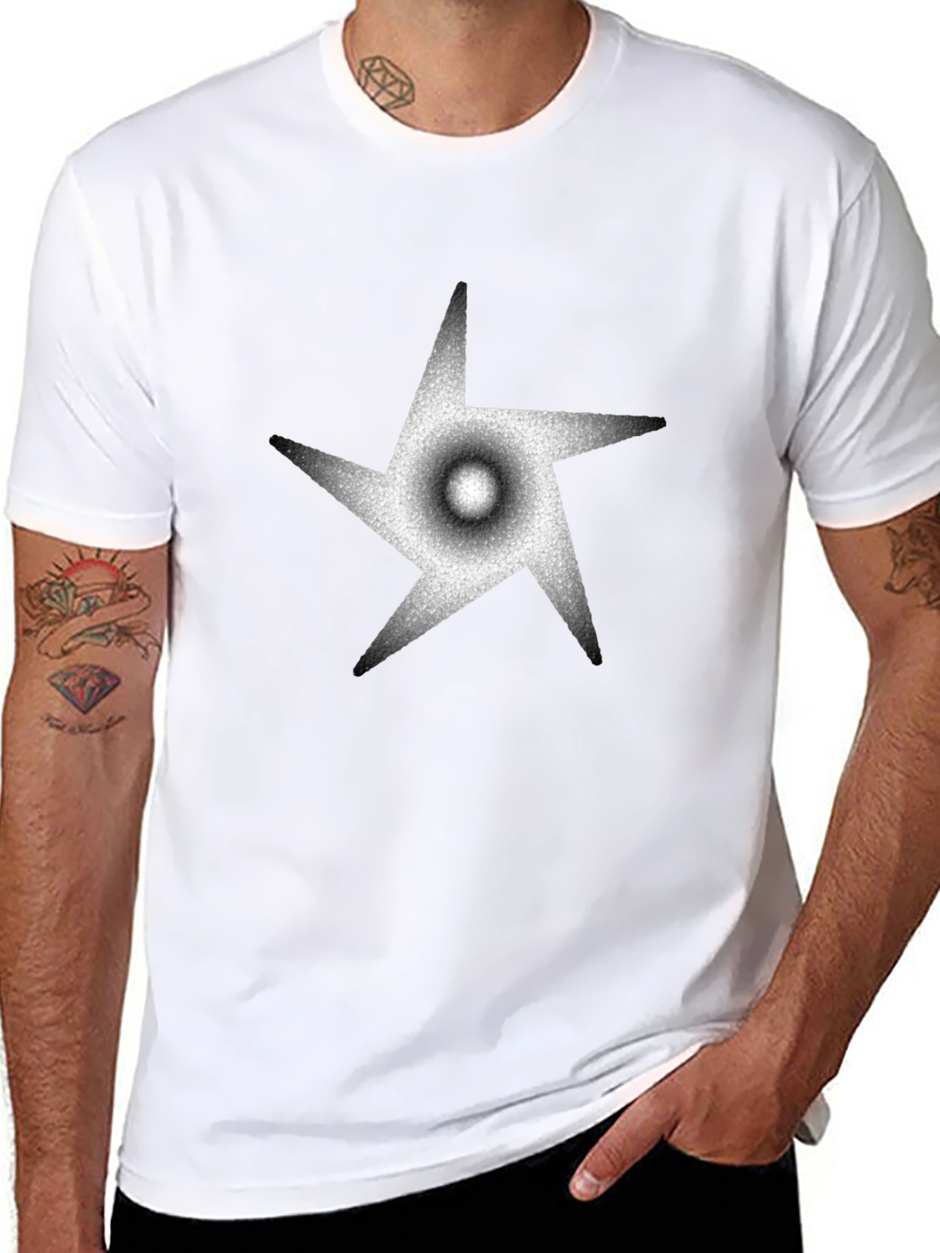 Abstract Star Graphic Black Tee