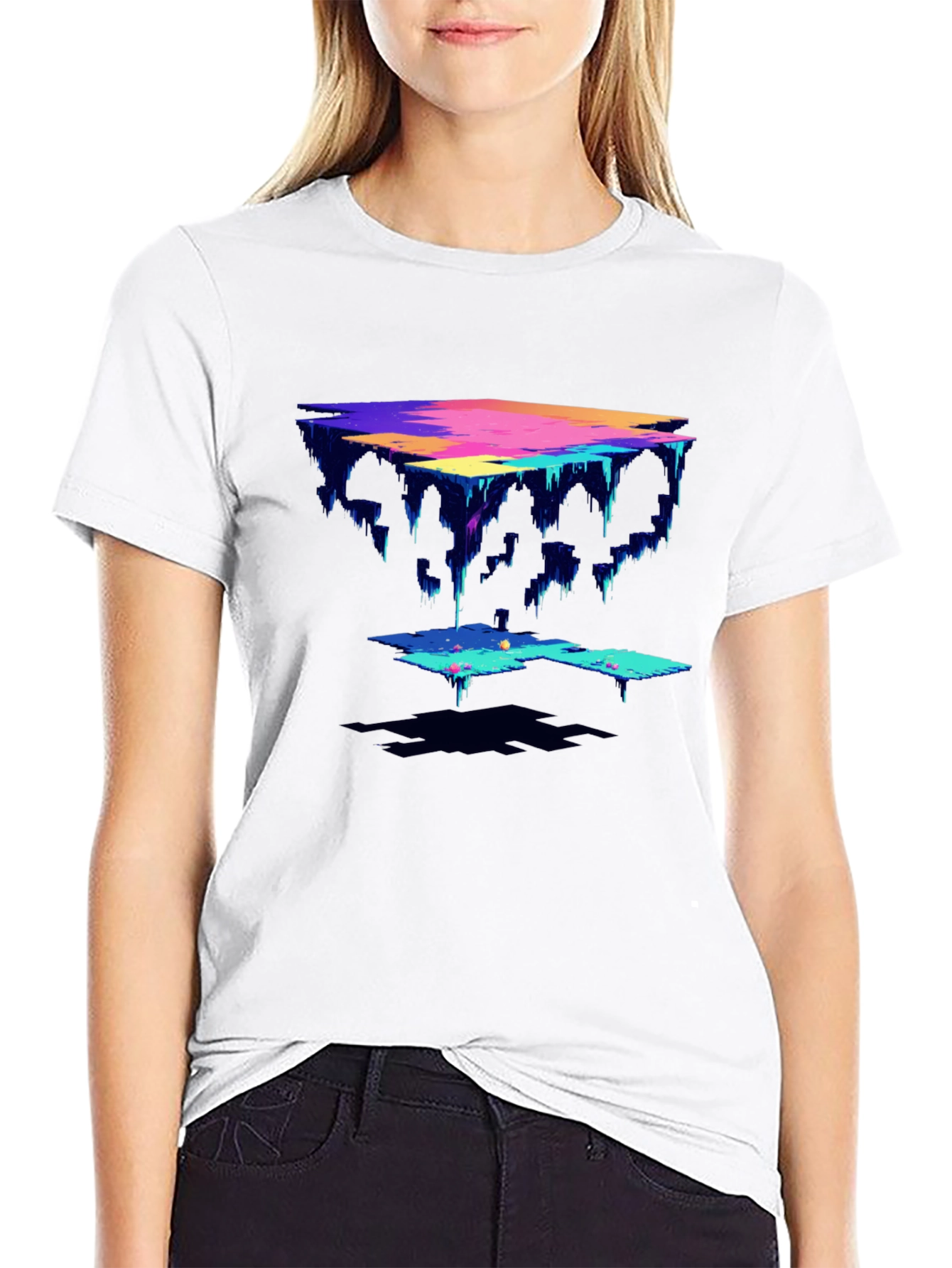 Abstract Pixel Art Black T-Shirt