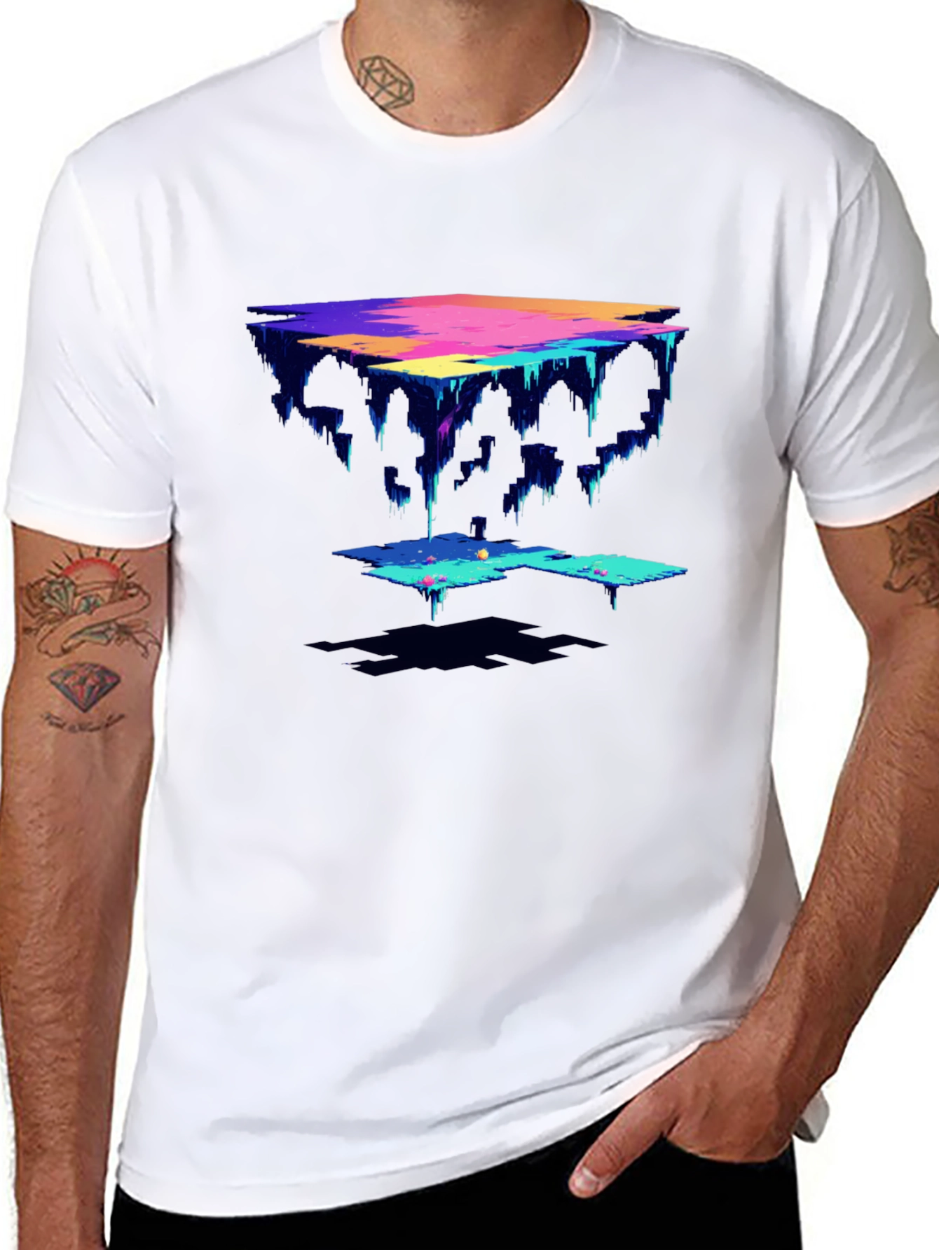 Abstract Pixel Art Black T-Shirt
