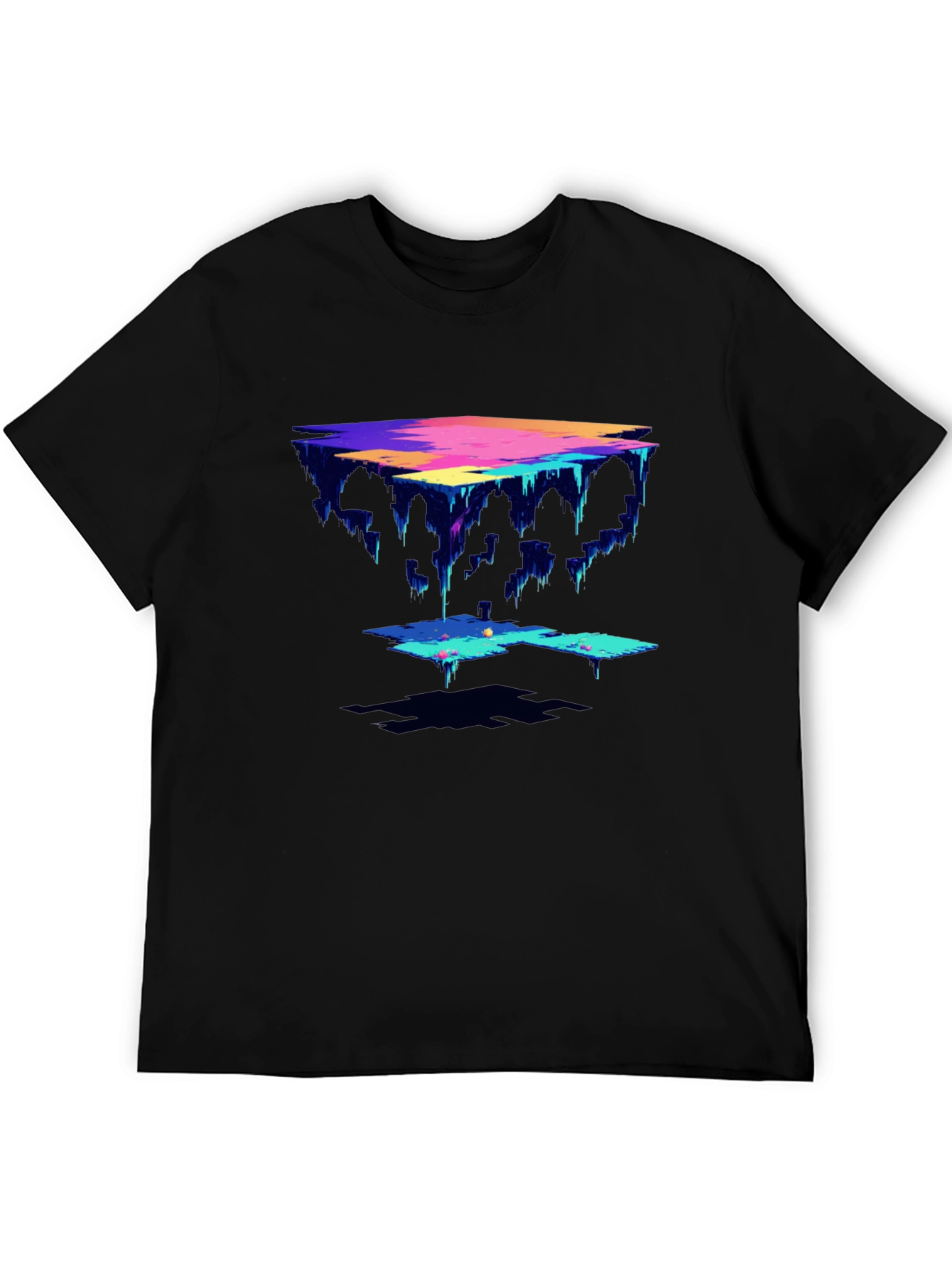 Abstract Pixel Art Black T-Shirt